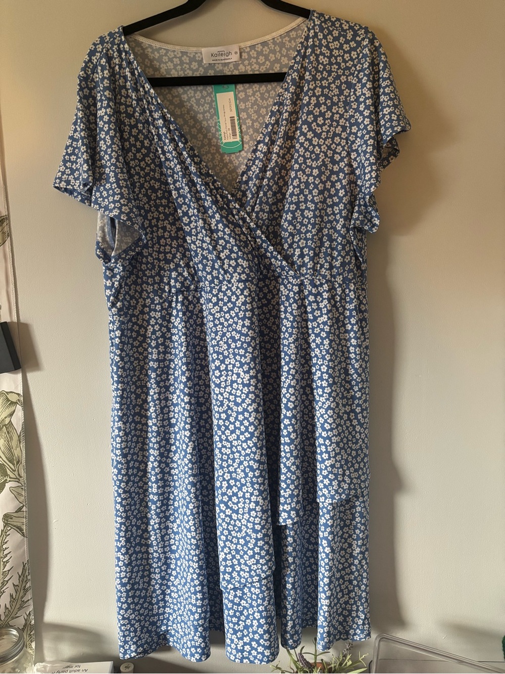 Kaileigh Blue and White Floral Mini Wrap Dress